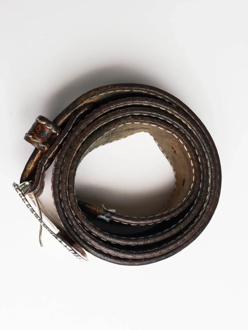 Amazing True Vintage Tony Lama Genuine Leather Concho Belt Metal Hardware USA